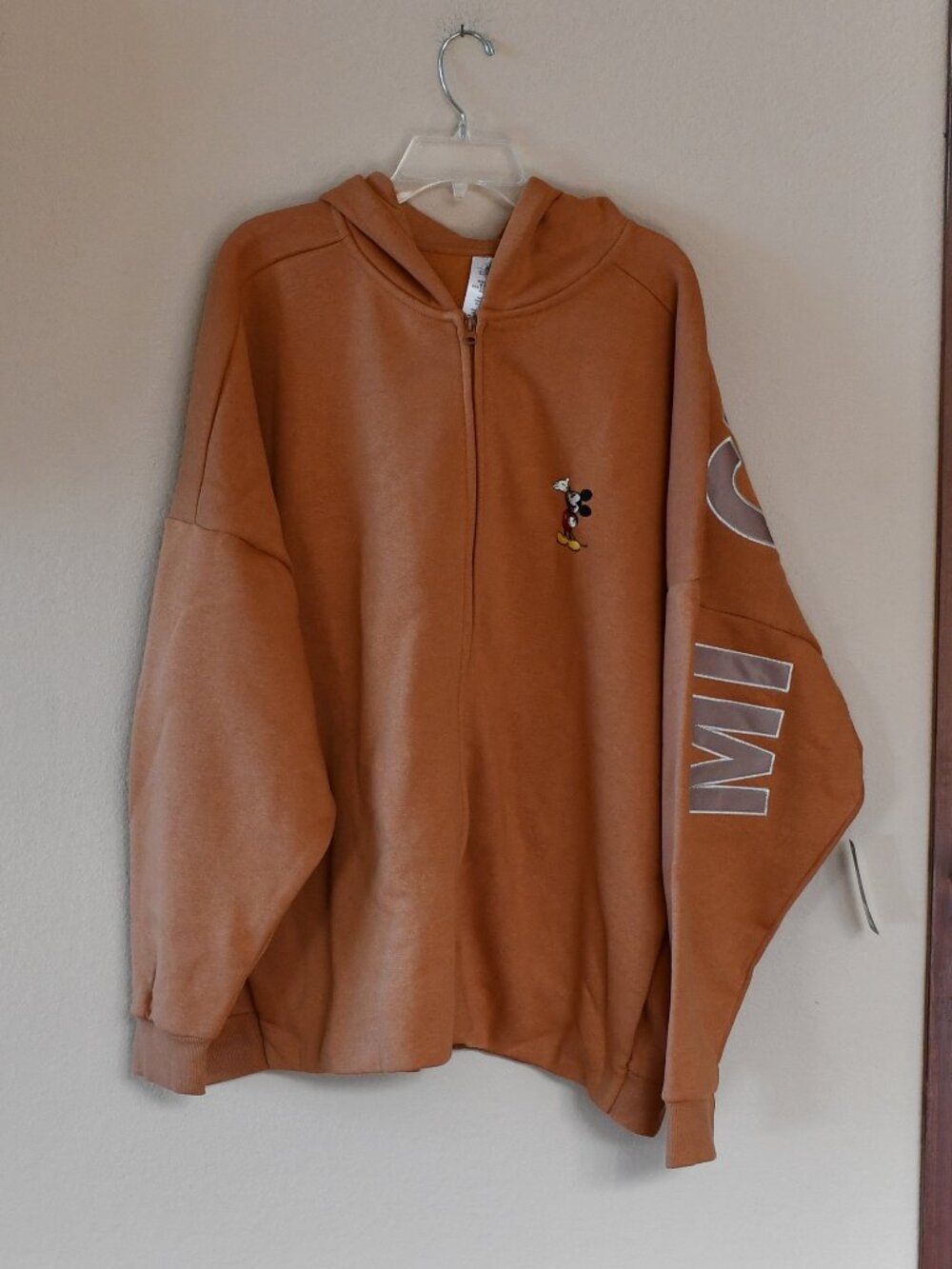 Disney Hoodie Brown Full Zip Mickey Mouse Applique Graphic Fleece Hooded 3XL NWT